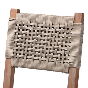 Baxton Studio bali Heyna Mid-Century Grey Woven Rope Mahogany Counter Stool - Artisan Design, Comfort & Style Heyna-Grey/Natural-CS