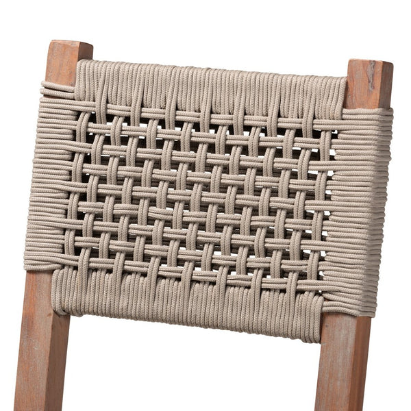 Baxton Studio bali Heyna Mid-Century Grey Woven Rope Mahogany Counter Stool - Artisan Design, Comfort & Style Heyna-Grey/Natural-CS