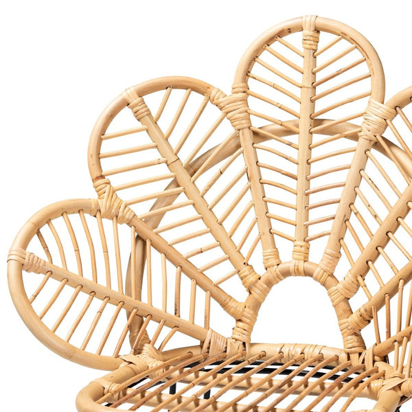 Baxton Studio bali Garan Modern Bohemian Rattan Counter Stool with Black Metal Legs for Stylish Kitchen Seating Leaf-Rattan-CS