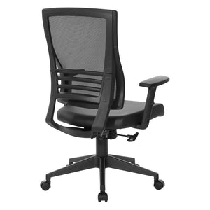 OSP Home Furnishings Vertical Mesh Back Ergonomic Office Chair with Lumbar Support and Faux Leather Seat EM60930-U6