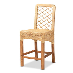 Baxton Studio bali Moscow Bohemian Rattan & Walnut Mahogany Counter Stool – Stylish, Comfortable, Fully Assembled! Moscow-Teak-CS