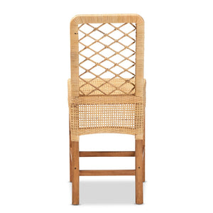 Baxton Studio bali Moscow Bohemian Rattan & Walnut Mahogany Counter Stool – Stylish, Comfortable, Fully Assembled! Moscow-Teak-CS