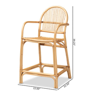 Baxton Studio bali Tugera Handcrafted Modern Bohemian Rattan Counter Stool - Chic Comfort for Home Bars & Dining Tugera-Rattan-CS