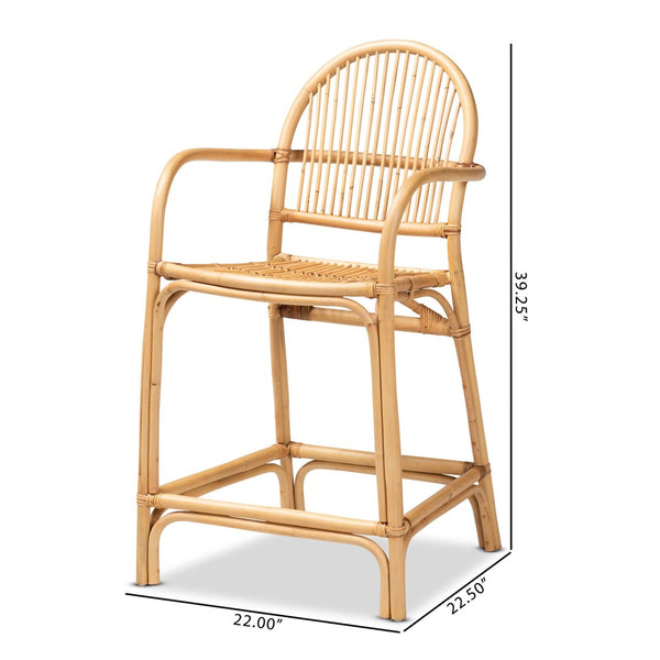 Baxton Studio bali Tugera Handcrafted Modern Bohemian Rattan Counter Stool - Chic Comfort for Home Bars & Dining Tugera-Rattan-CS
