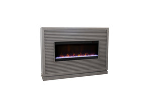 English Elm Riviera 64" Fireplace Mantel with 42" Electric Insert, Poplar & Okume Veneer, Bourbon Finish, Remote Control Grey B108P364427