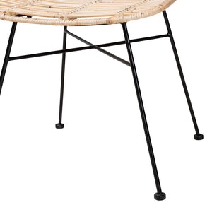 Baxton Studio bali Bali Manhattan Modern Bohemian Dining Chair Set - Natural Rattan & Black Metal, 2-Piece Comfort Manhattan-Rattan/Black-DC