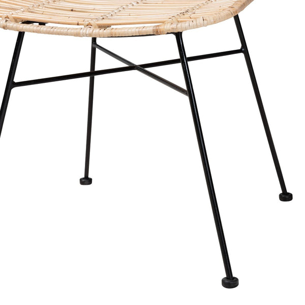Baxton Studio bali Bali Manhattan Modern Bohemian Dining Chair Set - Natural Rattan & Black Metal, 2-Piece Comfort Manhattan-Rattan/Black-DC