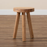 Baxton Studio Terah Mid-Century Modern Natural Brown Teak Wood Ottoman Footstool