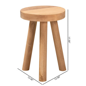 Baxton Studio bali Terah Mid-Century Modern Teak Wood Ottoman - Versatile Footstool & Accent Seat for Home Decor Solo-Natural-Stool