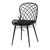 Baxton Studio Aniceta Modern Bohemian Black Finished Wood and Rattan 7-Piece Dining Set Black KYG013C-Black-7PC Dining Set