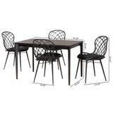 Baxton Studio Sabelle Modern Bohemian Finished Wood and Rattan Dining Set Black KYG002C-Black-5PC Dining Set