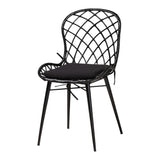 Baxton Studio Sabelle Modern Bohemian Finished Wood and Rattan Dining Set Black KYG002C-Black-5PC Dining Set