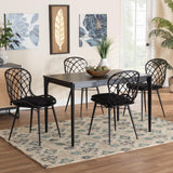 Baxton Studio Sabelle Modern Bohemian Finished Wood and Rattan Dining Set Black KYG002C-Black-5PC Dining Set