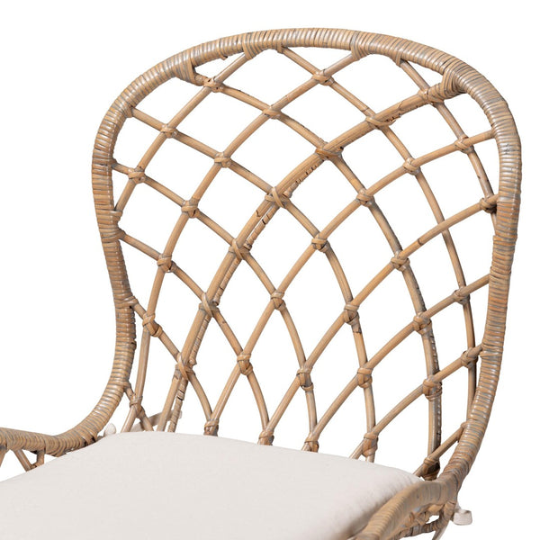 Baxton Studio Baxton Studio Sabelle 5-Piece Modern Bohemian Dining Set with Greywashed Wood & Rattan Chairs KYG002C-Natural Oak/Light Grey-5PC Dining Set
