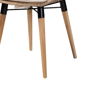 Baxton Studio Baxton Studio Sabelle 5-Piece Modern Bohemian Dining Set with Greywashed Wood & Rattan Chairs KYG002C-Natural Oak/Light Grey-5PC Dining Set