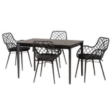 Ballerina Modern Bohemian Finished Wood and Rattan Dining Set