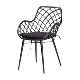 Baxton Studio Ballerina Modern Bohemian Finished Wood and Rattan Dining Set Black KYG003C-Black-5PC Dining Set