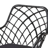 Baxton Studio Ballerina Modern Bohemian Finished Wood and Rattan Dining Set Black KYG003C-Black-5PC Dining Set