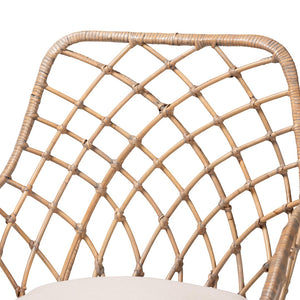 Baxton Studio Baxton Studio Ballerina 5-Piece Dining Set: Modern Bohemian Greywashed Rattan & Mahogany Elegance KYG004C-Natural Oak/Light Grey-5PC Dining Set