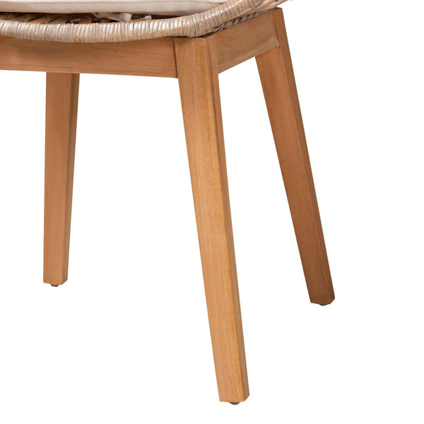 Baxton Studio bali Ballerina Modern Bohemian 2-Piece Dining Chair Set in Greywashed Wood & Natural Rattan Design Balerina2-Light Grey Rattan-DC