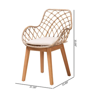 Baxton Studio bali Ballerina Modern Bohemian 2-Piece Dining Chair Set in Greywashed Wood & Natural Rattan Design Balerina2-Light Grey Rattan-DC