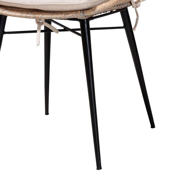 Baxton Studio Baxton Studio Brenna 5-Piece Dining Set - Modern Bohemian Rattan & Wood with Removable Cushions KYG005C-Natural Oak/Light Grey-5PC Dining Set