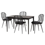 Brenna Modern Bohemian Finished Wood and Rattan Dining Set