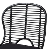 Baxton Studio Brenna Modern Bohemian Finished Wood and Rattan Dining Set Black KYG005C-Black-5PC Dining Set