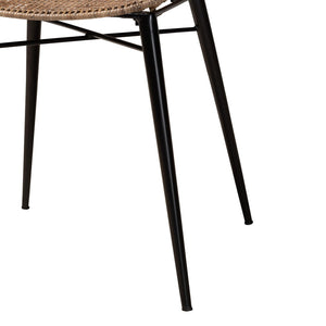 Baxton Studio bali Modern Bohemian Greywashed Rattan & Black Metal Dining Chair Set – 2-Piece Comfort & Style! Balerina3-Light Grey Rattan-DC