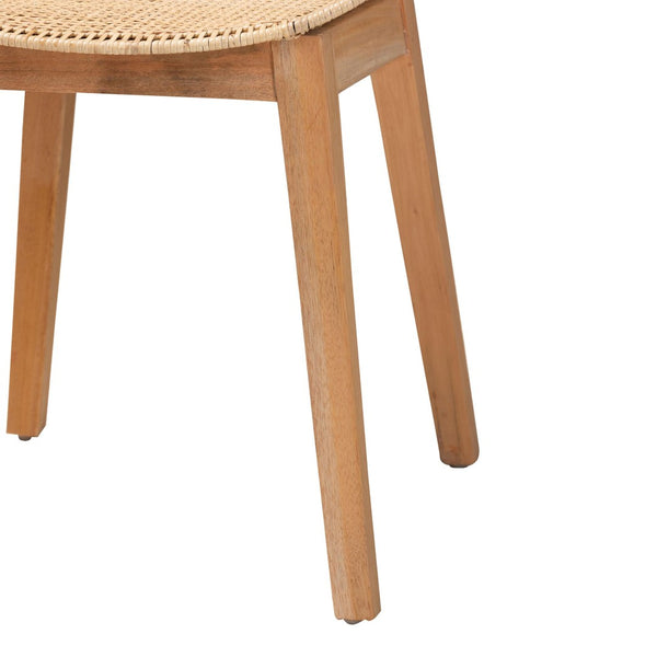Baxton Studio bali Ballerina Japandi Dining Chair Set - Handcrafted Mahogany & Rattan, Cozy Minimalist Style 2-Piece Balerina3-Natural Rattan-DC