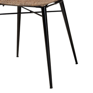 Baxton Studio Baxton Studio Sabelle 5-Piece Japandi Dining Set: Natural Wood & Rattan Elegance for Stylish Meals KYG007C-Natural Oak/Light Grey-5PC Dining Set