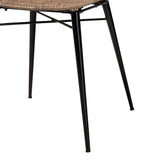 Baxton Studio Sabelle Japandi Greywashed Rattan and Black Metal 2-Piece Dining Chair Set