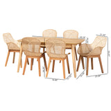 Baxton Studio Emmali Modern Bohemian Finished Wood 7-Piece Dining Set Natural Brown KYG015C-Natural-7PC Dining Set