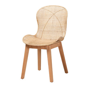 Baxton Studio Baxton Studio Sabelle Japandi 5-Piece Dining Set - Natural Mahogany & Rattan for Elegant Spaces KYG007C-Natural-5PC Dining Set