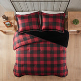 Woolrich Bernston Lodge/Cabin Faux Wool to Faux Fur Down Alternative Comforter Set WR9201030822-03 Red Buffalo Check