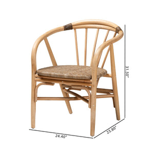 Baxton Studio bali Kyoto Modern Bohemian Rattan Dining Chair - Handcrafted, Ergonomic Comfort & Unique Style Kyoto-Natural-DC
