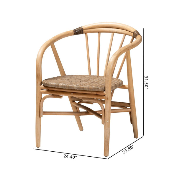 Baxton Studio bali Kyoto Modern Bohemian Rattan Dining Chair - Handcrafted, Ergonomic Comfort & Unique Style Kyoto-Natural-DC
