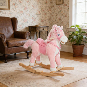 English Elm Dinosaur Plush Rocking Toy for Toddlers with Sound Effects and Wooden Base T3971P442065