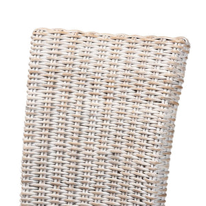 Baxton Studio bali Trianna Rustic Whitewashed Rattan Dining Chair with Curved Back for Elegant Comfort & Support Florence Highback-White Washed-DC