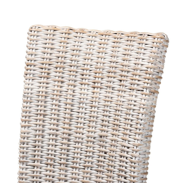 Baxton Studio bali Trianna Rustic Whitewashed Rattan Dining Chair with Curved Back for Elegant Comfort & Support Florence Highback-White Washed-DC