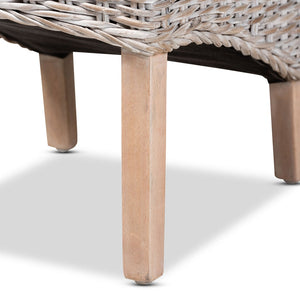 Baxton Studio bali Trianna Rustic Whitewashed Rattan Dining Chair with Curved Back for Elegant Comfort & Support Florence Highback-White Washed-DC
