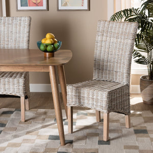 Baxton Studio bali Trianna Rustic Whitewashed Rattan Dining Chair with Curved Back for Elegant Comfort & Support Florence Highback-White Washed-DC