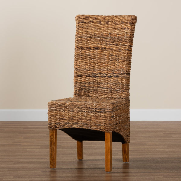 Baxton Studio bali Trianna Rustic Seagrass Dining Chair with Brown Wood Finish – Comfortable, Fully Assembled Design Florence Highback-Natural-DC