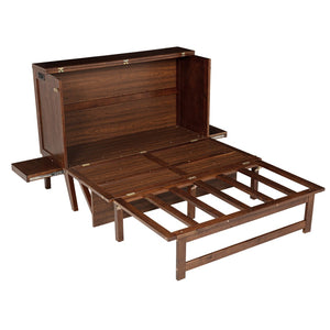 English Elm Full Size Pine Cabinet Murphy Bed with Usb Charging Side Shelves for Guest Rooms W504S00221