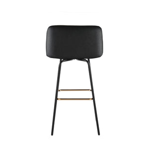 English Elm Fixed-height Swivel Barstools Velvet Seat Gold Footrest Glam Kitchen Island Set of 2 Black B202S01908