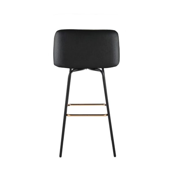 English Elm Fixed-height Swivel Barstools Velvet Seat Gold Footrest Glam Kitchen Island Set of 2 Black B202S01908