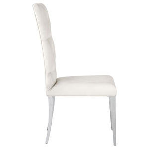 English Elm Allessandra Tufted Back Armless Dining Chair with Polished Chrome Legs — Modern Elegant Comfort, Durable Support White+Silver B062P333478