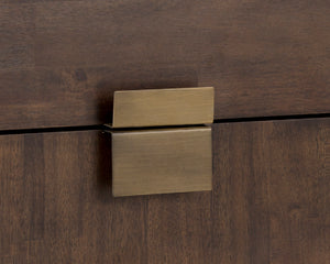 Sunpan Jade Nightstand - Elegant Acacia Wood Design with Dual Drawers for Stylish Bedroom Storage Solutions Antique Brass / Dark Mango