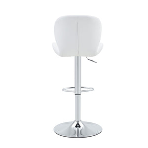 English Elm Set of 2 Adjustable Tufted Pu Barstools with Chrome Base for Kitchen Island or Pub W3875P382615