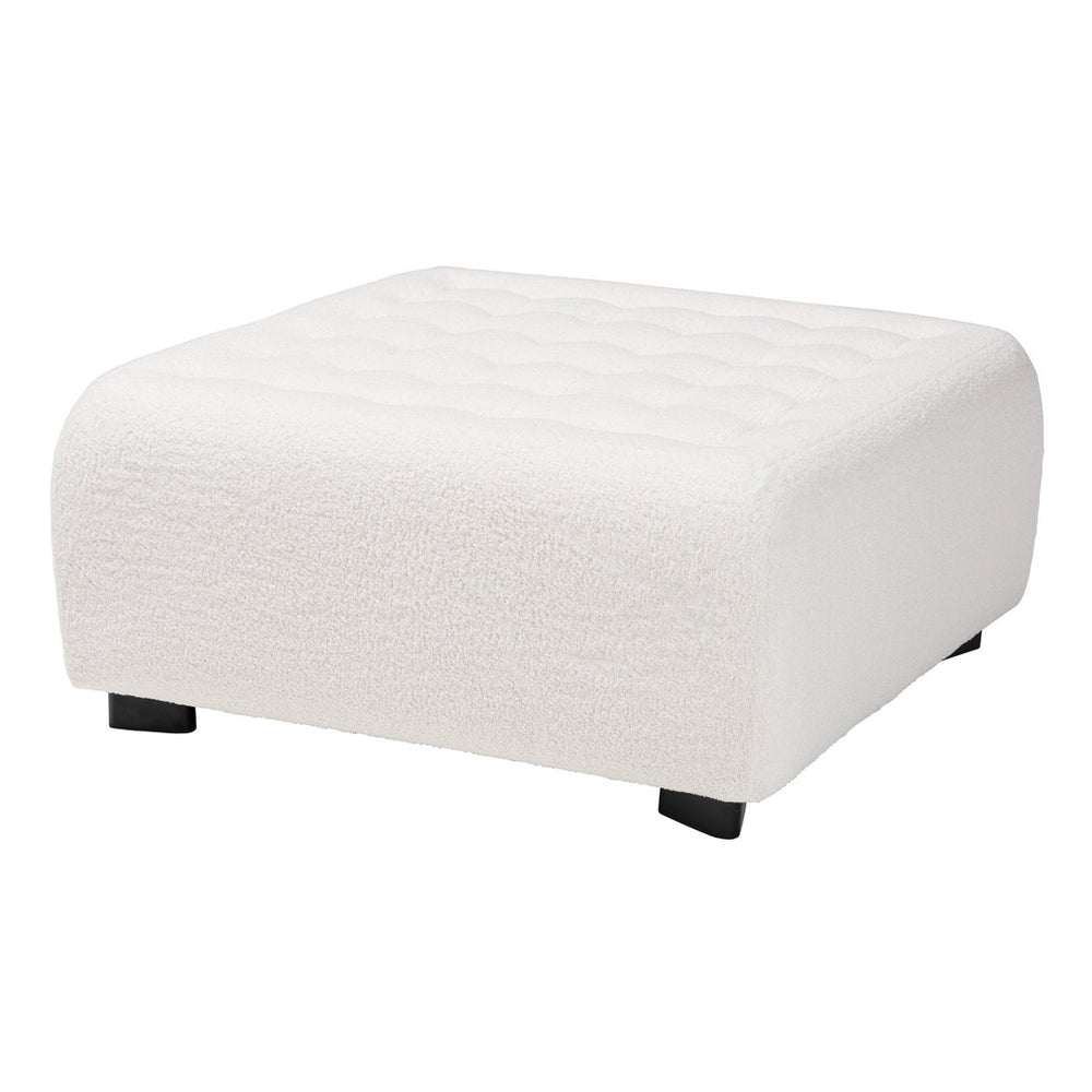 Baxton Studio Baxton Studio Athena Modern Ivory Boucle Ottoman - Versatile Square Design for Chic Interiors 2211-Beige-Ottoman